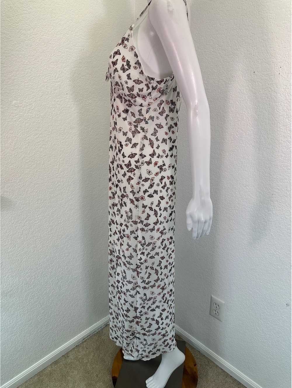 SZ XL No Comment Monarch Butterfly Empire Waist Mesh Overlay Midi Dress NWT - Picture 4 of 9